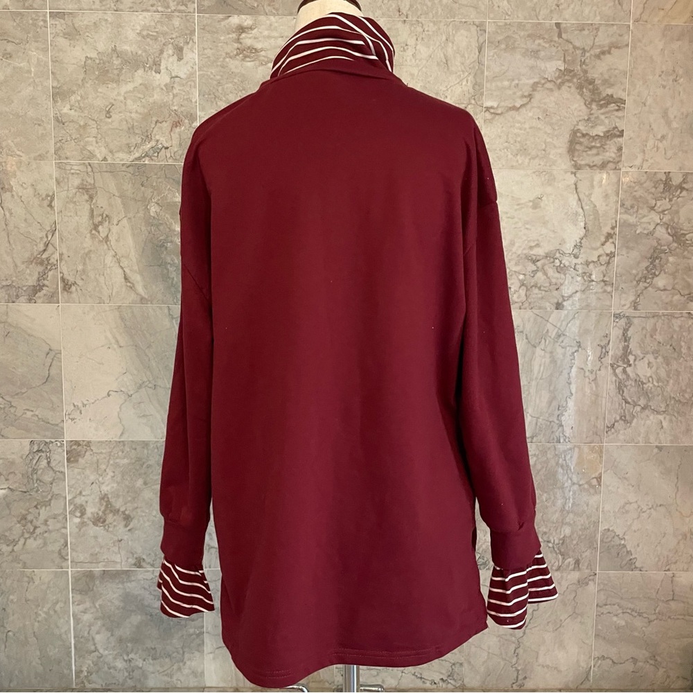 Very J Striped Solid Turtleneck Tunic Top - Picture 6 of 7